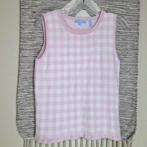 Draper James Pink and White Gingham Kids Tank Top